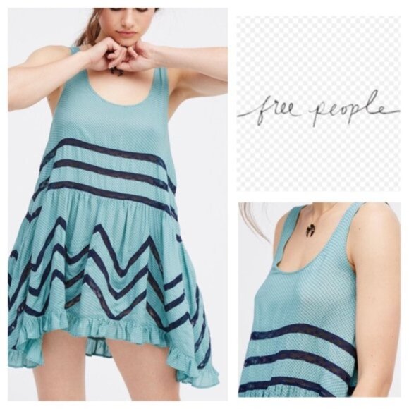 Free People Intimately NWOT Emerald Green Polka Dot Tunic Slip Dress sz S - Picture 1 of 13